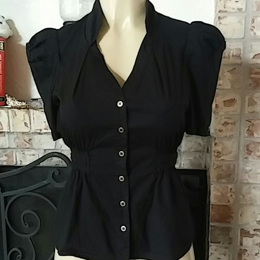 RAMPAGE casual fitted button up blouse